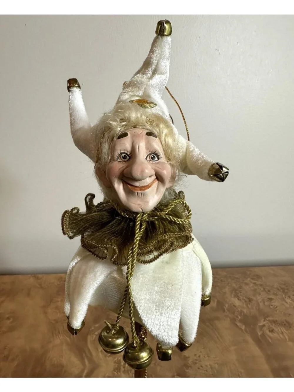 Vintage Katherine's Collection Wayne Kleski Jester Wand Ornament White Gold